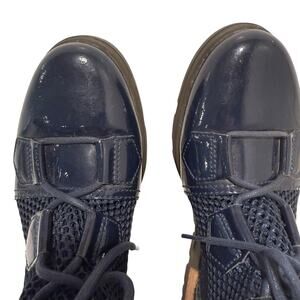 SOREL Patent Leather Mesh Lace Boot Women’s 7 Navy Blue Military Streetwear